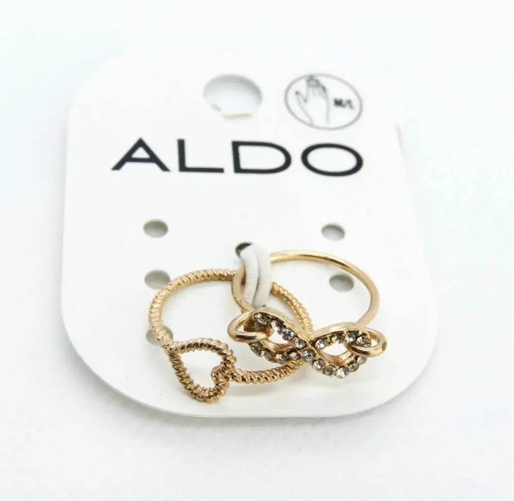 Aldo Gold Rings - Infinity and Heart Stackable Minimalist Cute Rings